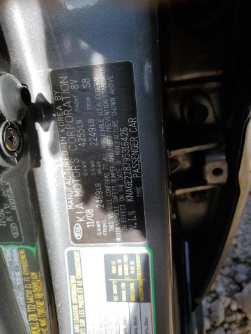 Photo 10 from auction – 2009 KIA OPTIMA LX with VIN KNAGE228795316426