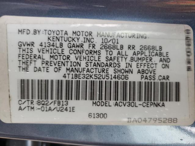 Photo 10 from auction – 2002 TOYOTA CAMRY LE with VIN 4T1BE32K52U514606