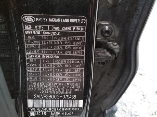 Photo 10 from auction – 2016 LAND ROVER RANGE ROVE with VIN SALVP2BG0GH079438
