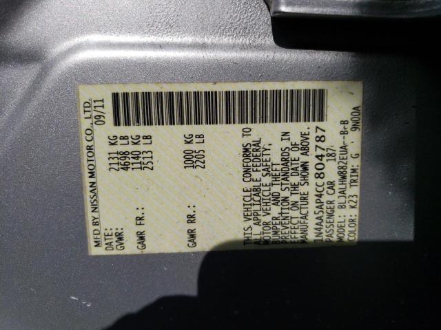 Photo 10 from auction – 2012 NISSAN MAXIMA S with VIN 1N4AA5AP4CC804787