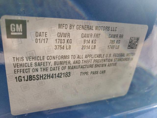Photo 10 from auction – 2017 CHEVROLET SONIC LS with VIN 1G1JB5SH2H4142183