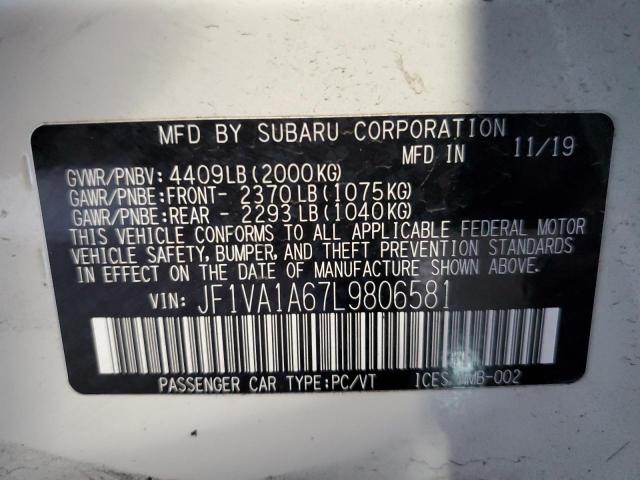 Photo 10 from auction – 2020 SUBARU WRX with VIN JF1VA1A67L9806581