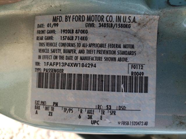 Photo 10 from auction – 1999 FORD ESCORT SE with VIN 1FAFP13P4XW184294