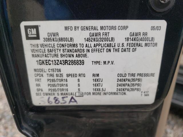 Photo 10 from auction – 2003 GMC YUKON with VIN 1GKEC13Z43R286839