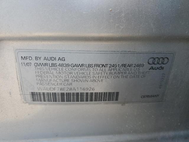 Photo 10 from auction – 2008 AUDI A4 2.0T QU with VIN WAUDF78E28A116926