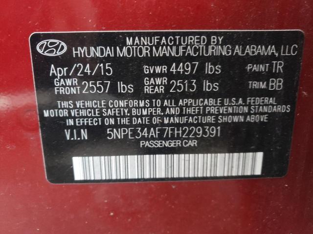 Photo 10 from auction – 2015 HYUNDAI SONATA with VIN 5NPE34AF7FH229391