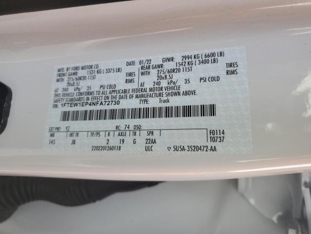 Photo 10 from auction – 2022 FORD F150 SUPER with VIN 1FTEW1EP4NFA72730