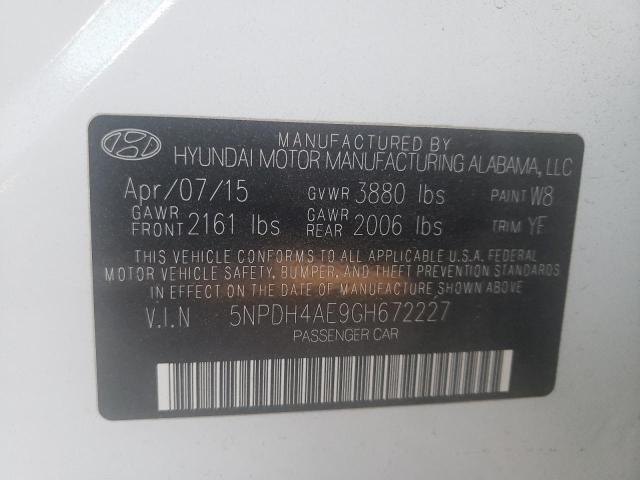 Photo 10 from auction – 2016 HYUNDAI ELANTRA SE with VIN 5NPDH4AE9GH672227