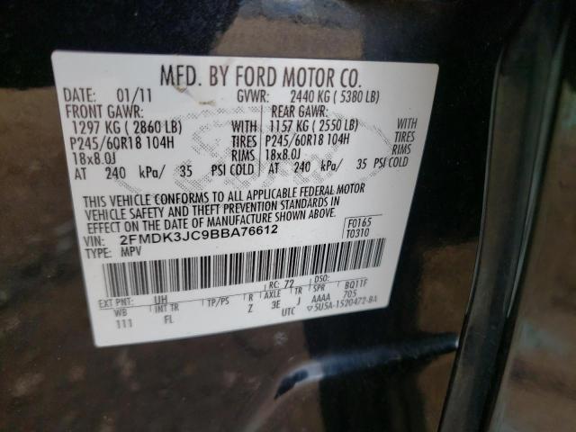 Photo 10 from auction – 2011 FORD EDGE SEL with VIN 2FMDK3JC9BBA76612