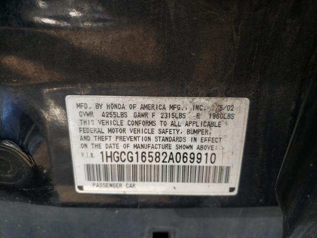 Photo 10 from auction – 2002 HONDA ACCORD EX with VIN 1HGCG16582A069910