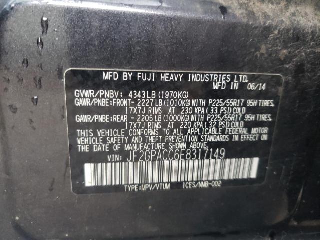 Photo 10 from auction – 2014 SUBARU XV CROSSTR with VIN JF2GPACC6E8317149