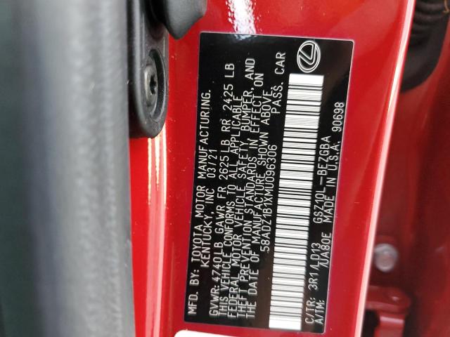 Photo 10 from auction – 2021 LEXUS ES 350 BAS with VIN 58ADZ1B1XMU096306