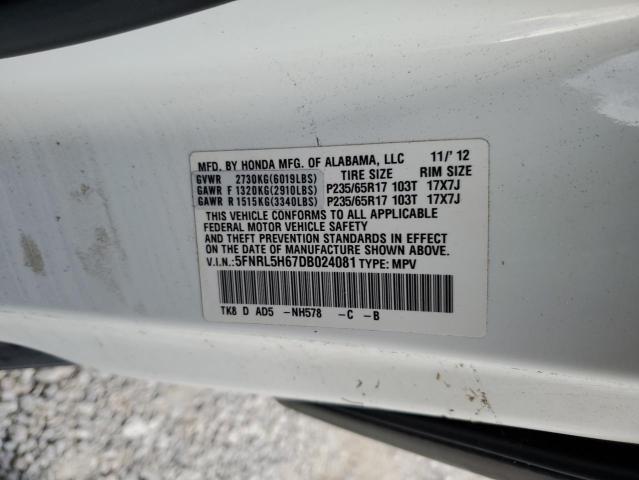 Photo 10 from auction – 2013 HONDA ODYSSEY EX with VIN 5FNRL5H67DB024081