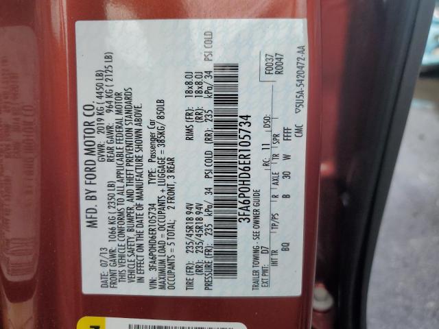 Photo 10 from auction – 2014 FORD FUSION SE with VIN 3FA6P0HD6ER105734