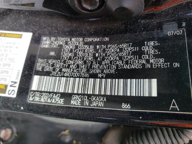 Photo 10 from auction – 2007 TOYOTA 4RUNNER SR with VIN JTEZU14R070097846