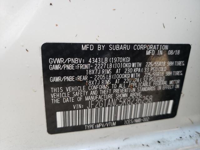 Photo 10 from auction – 2019 SUBARU CROSSTREK with VIN JF2GTANC5K8236258