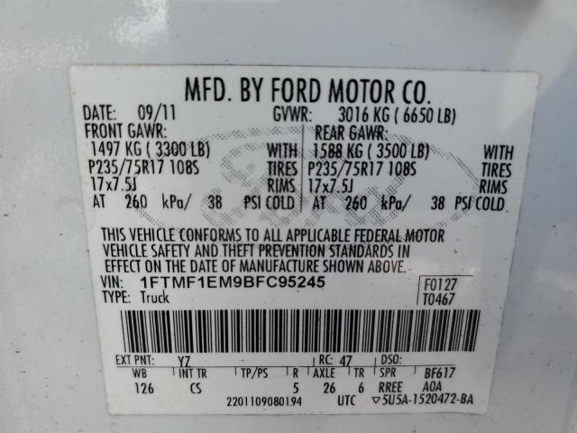 Photo 10 from auction – 2011 FORD F150 with VIN 1FTMF1EM9BFC95245