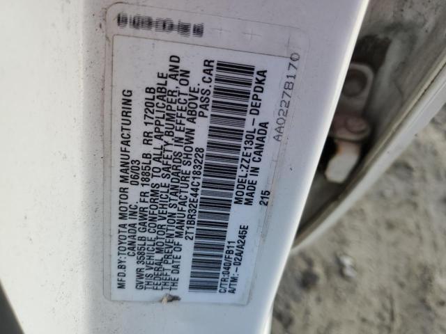 Photo 10 from auction – 2004 TOYOTA COROLLA CE with VIN 2T1BR32E44C183228