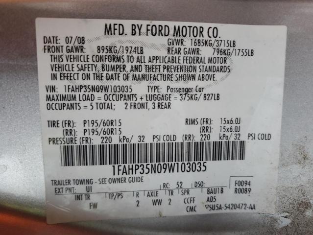 Photo 10 from auction – 2009 FORD FOCUS SE with VIN 1FAHP35N09W103035
