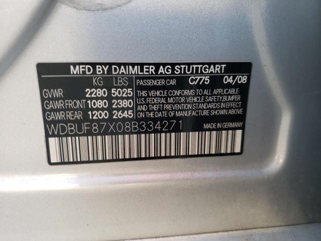 Photo 10 from auction – 2008 MERCEDES-BENZ E 350 4MAT with VIN WDBUF87X08B334271