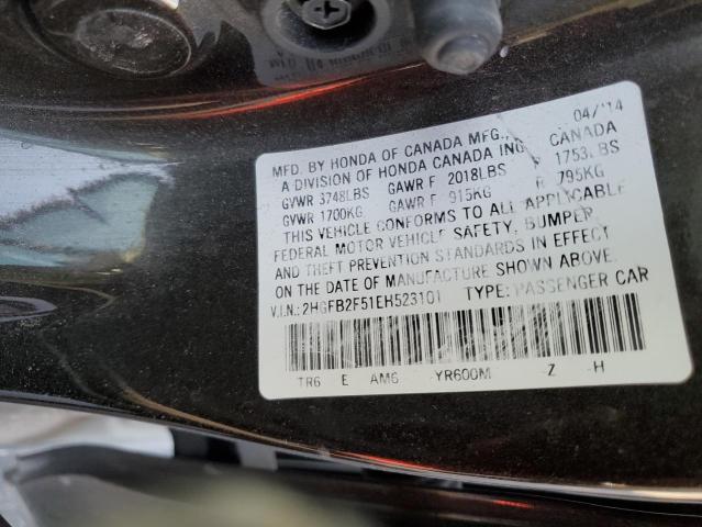 Photo 10 from auction – 2014 HONDA CIVIC LX with VIN 2HGFB2F51EH523101