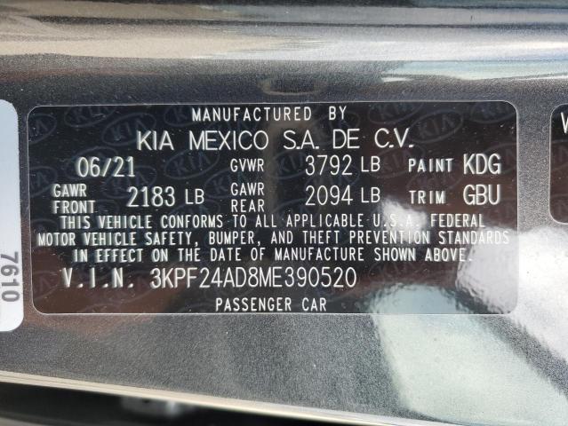 Photo 10 from auction – 2021 KIA FORTE FE with VIN 3KPF24AD8ME390520