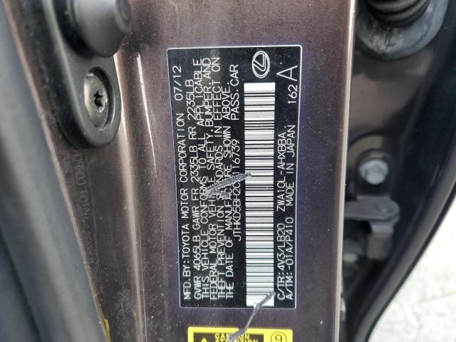 Photo 10 from auction – 2012 LEXUS CT 200 with VIN JTHKD5BH2C2116739