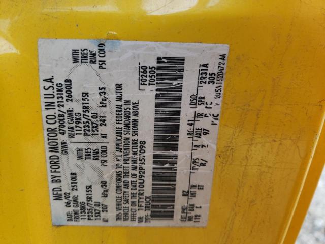 Photo 10 from auction – 2002 FORD RANGER with VIN 1FTYR10U92PB57098