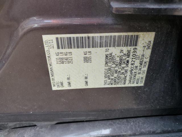 Photo 10 from auction – 2012 NISSAN MAXIMA S with VIN 1N4AA5AP6CC821039