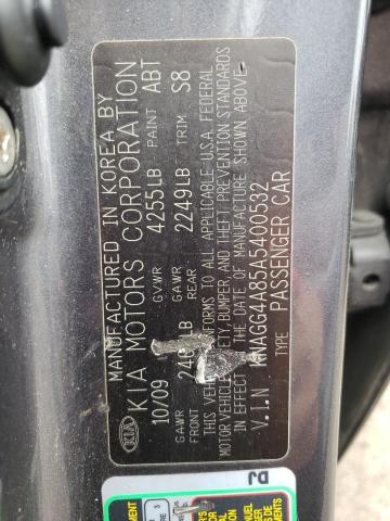 Photo 10 from auction – 2010 KIA OPTIMA LX with VIN KNAGG4A85A5400532