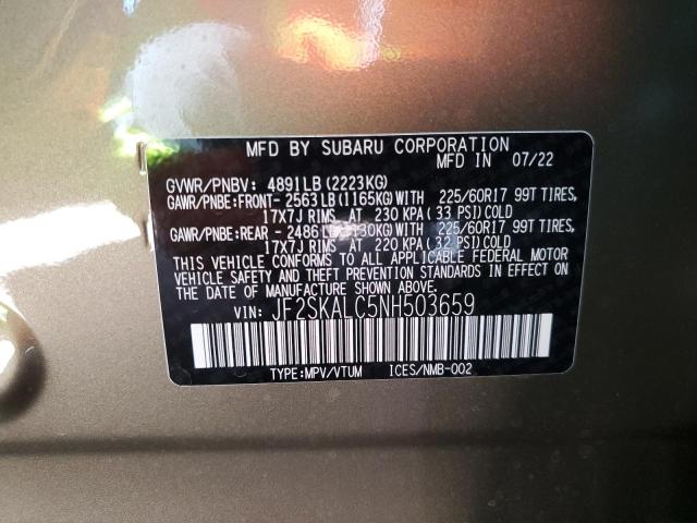 Photo 10 from auction – 2022 SUBARU FORESTER W with VIN JF2SKALC5NH503659