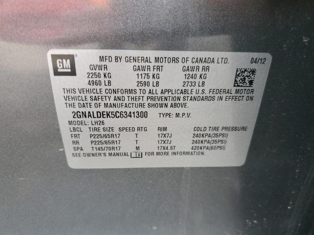 Photo 10 from auction – 2012 CHEVROLET EQUINOX LT with VIN 2GNALDEK5C6341300