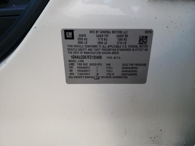 Photo 10 from auction – 2015 CHEVROLET EQUINOX LT with VIN 1GNALCEK7FZ129498