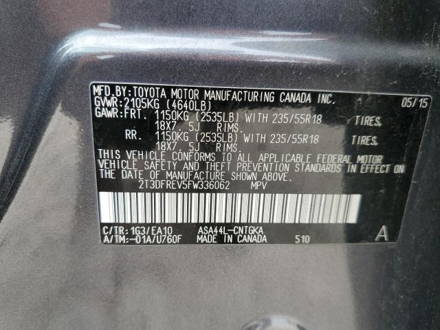 Photo 10 from auction – 2015 TOYOTA RAV4 LIMIT with VIN 2T3DFREV5FW336062