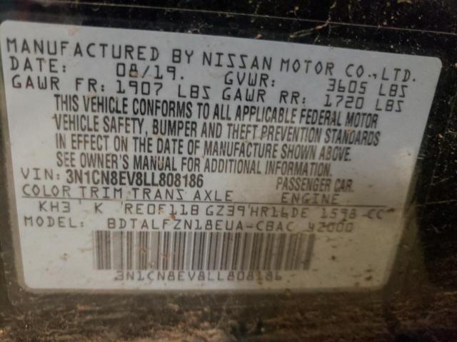 Photo 10 from auction – 2020 NISSAN VERSA SV with VIN 3N1CN8EV8LL808186