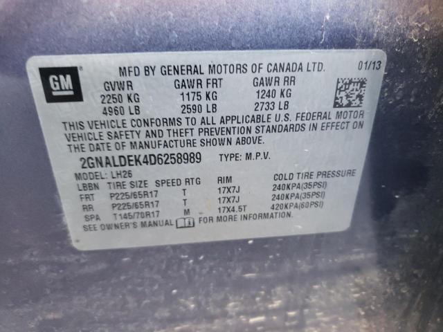 Photo 10 from auction – 2013 CHEVROLET EQUINOX LT with VIN 2GNALDEK4D6258989