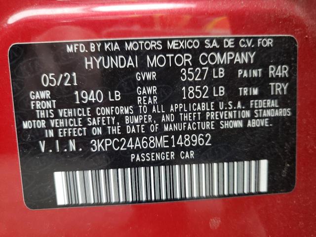 Photo 10 from auction – 2021 HYUNDAI ACCENT SE with VIN 3KPC24A68ME148962