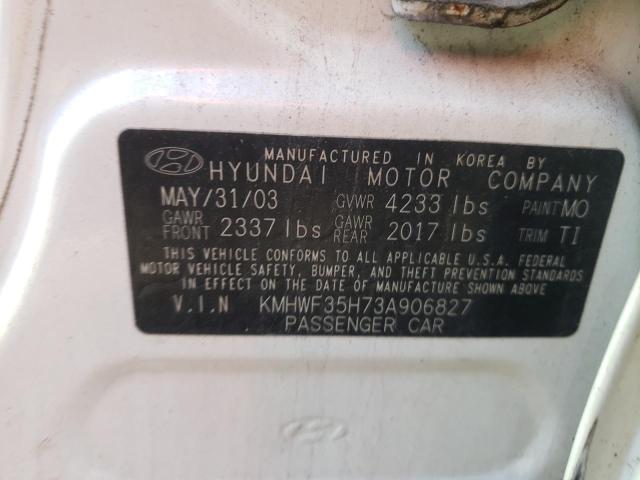 Photo 10 from auction – 2003 HYUNDAI SONATA GLS with VIN KMHWF35H73A906827