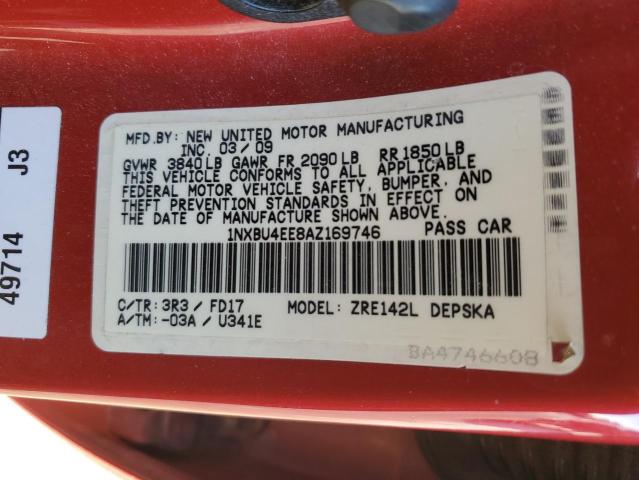 Photo 10 from auction – 2010 TOYOTA COROLLA BA with VIN 1NXBU4EE8AZ169746