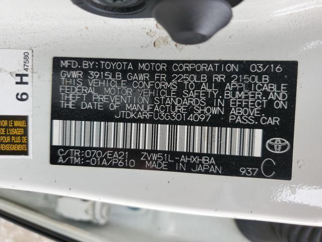 Photo 10 from auction – 2016 TOYOTA PRIUS with VIN JTDKARFU3G3014097