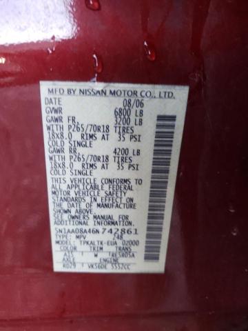 Photo 10 from auction – 2006 NISSAN ARMADA SE with VIN 5N1AA08A46N742861