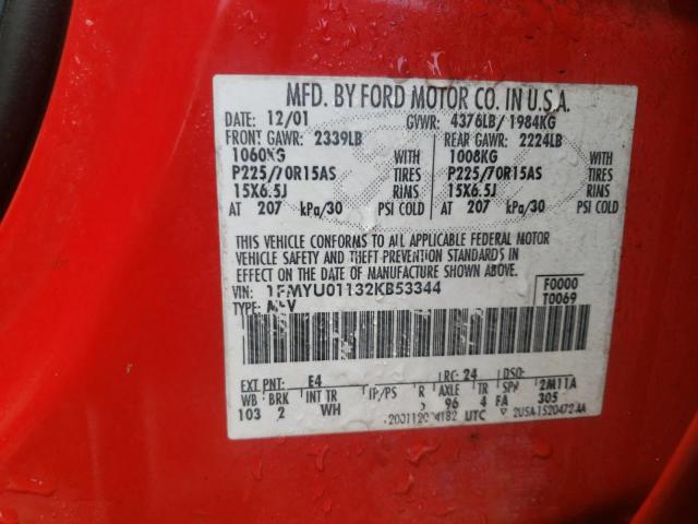 Photo 10 from auction – 2002 FORD ESCAPE XLS with VIN 1FMYU01132KB53344