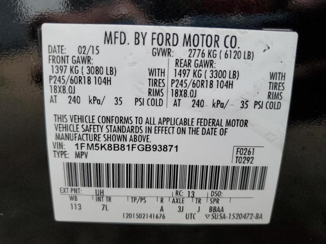 Photo 10 from auction – 2015 FORD EXPLORER with VIN 1FM5K8B81FGB93871