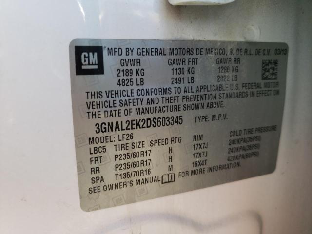 Photo 10 from auction – 2013 CHEVROLET CAPTIVA LS with VIN 3GNAL2EK2DS603345