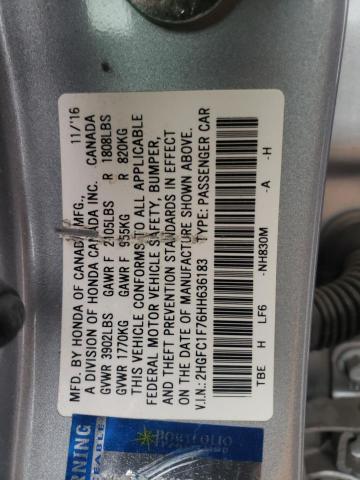 Photo 10 from auction – 2017 HONDA CIVIC EXL with VIN 2HGFC1F76HH636183