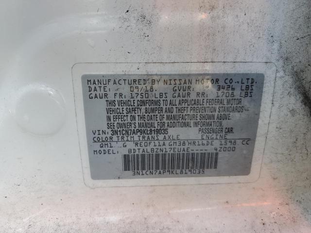 Photo 10 from auction – 2019 NISSAN VERSA S with VIN 3N1CN7AP9KL819035
