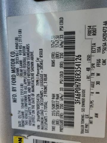 Photo 10 from auction – 2014 FORD FUSION SE with VIN 3FA6P0H78ER354126