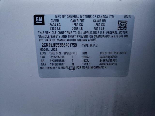 Zdjęcie 10 z aukcji – 2011 CHEVROLET EQUINOX LT z VIN 2CNFLNE53B6401759