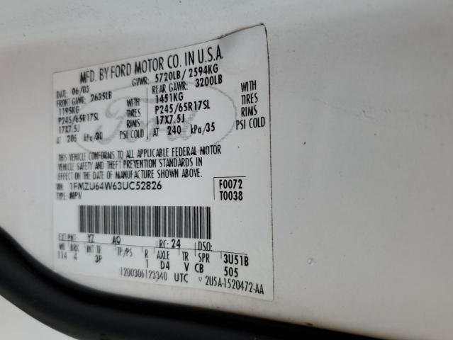 Photo 10 from auction – 2003 FORD EXPLORER E with VIN 1FMZU64W63UC52826