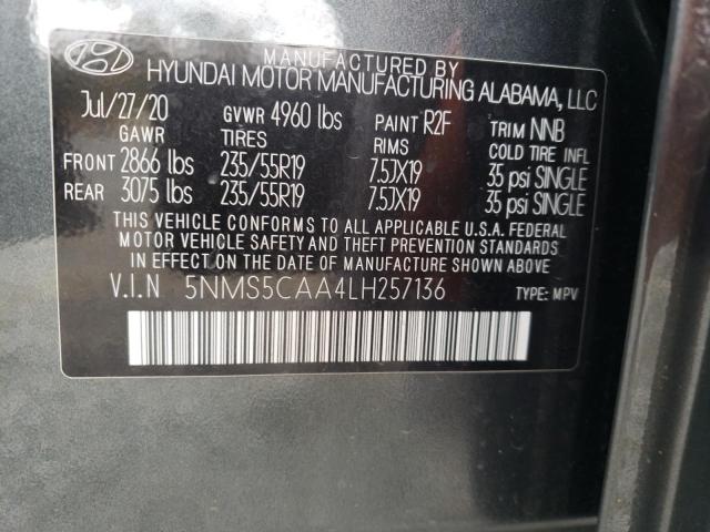 Photo 10 from auction – 2020 HYUNDAI SANTA FE L with VIN 5NMS5CAA4LH257136